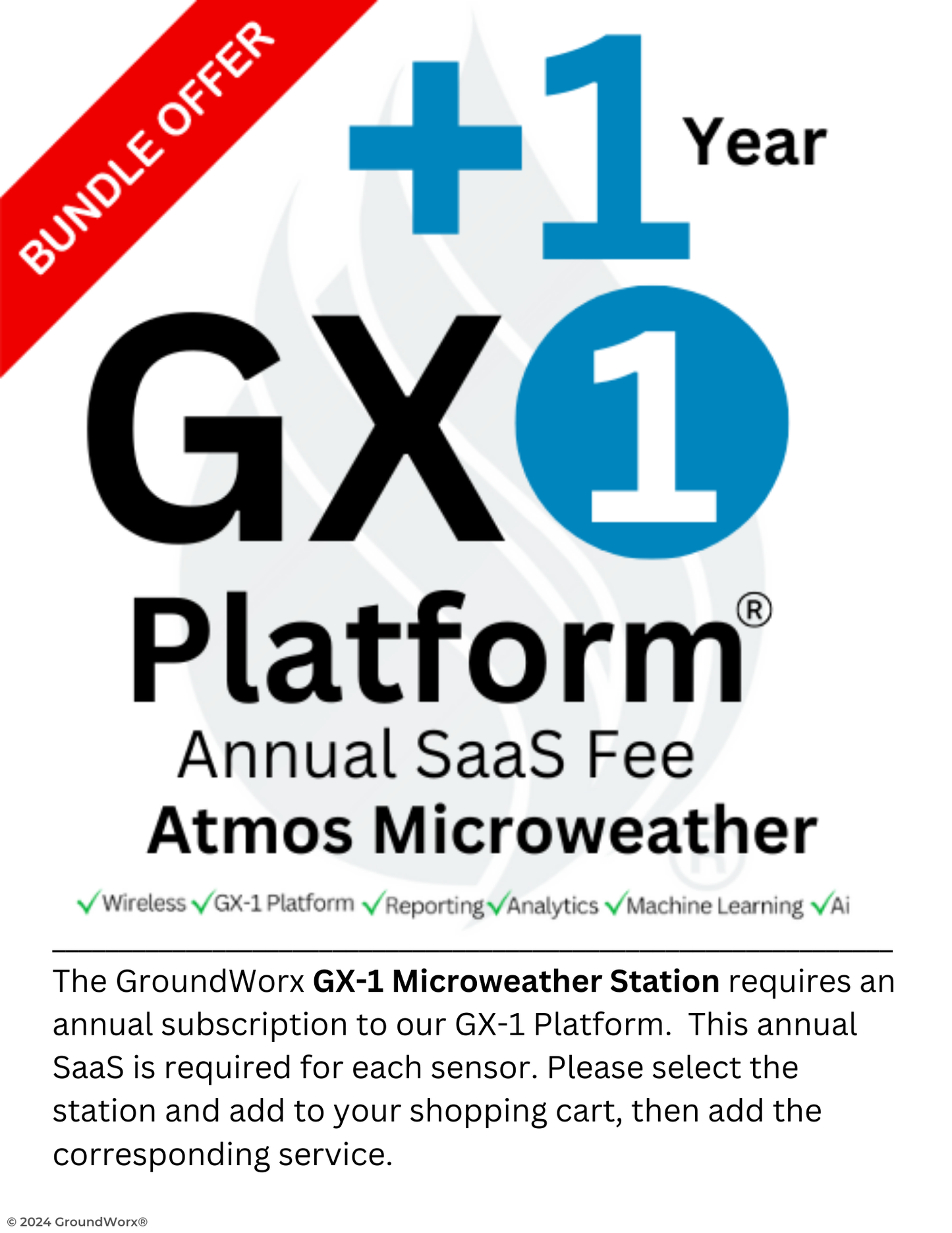 Group 3) GX-1 Platform  - (1 Year) GX-1 MicroWeather - ATMOS 41 W (All-in-ONE) (LTE Cellular) (SaaS)