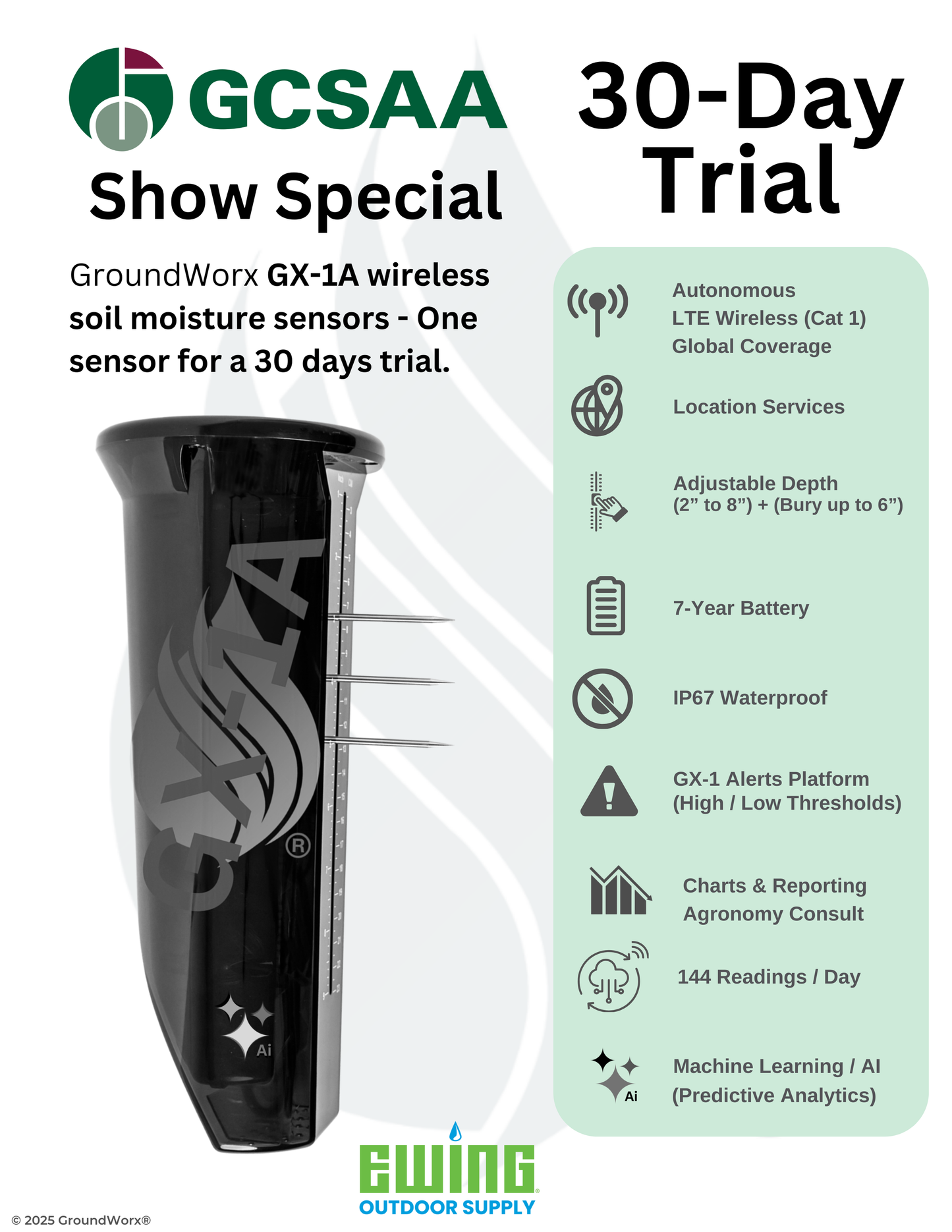 SHOW SPECIAL for GCSAA - Single Sensor 30-day Trial (USE Promo Codes: TRIAL & FREESHIP)